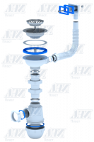 А0145S Сифон Ани Грот 3 1/2"x40 с переливом для мойки